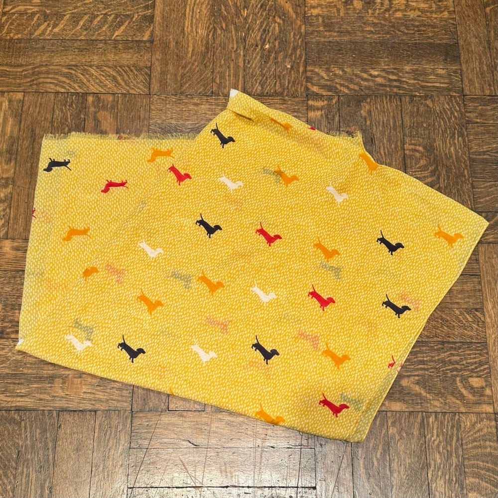John Lewis Yellow Polka Dot Dachshund Semi-Sheer Large Summer Scarf Warp Sarong